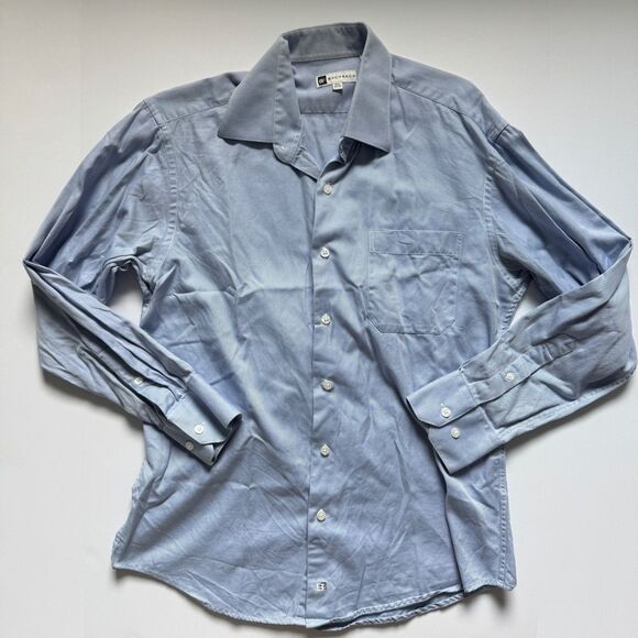 Bachrach Blue Button Down Long Sleeve Shirt Size 15.5 - Picture 2 of 5